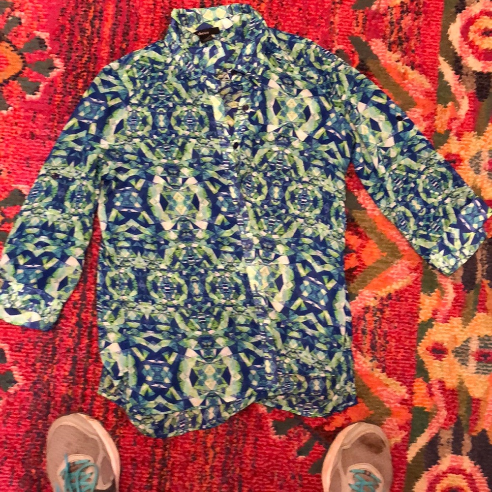 Blue, 3/4 sleeve blouse